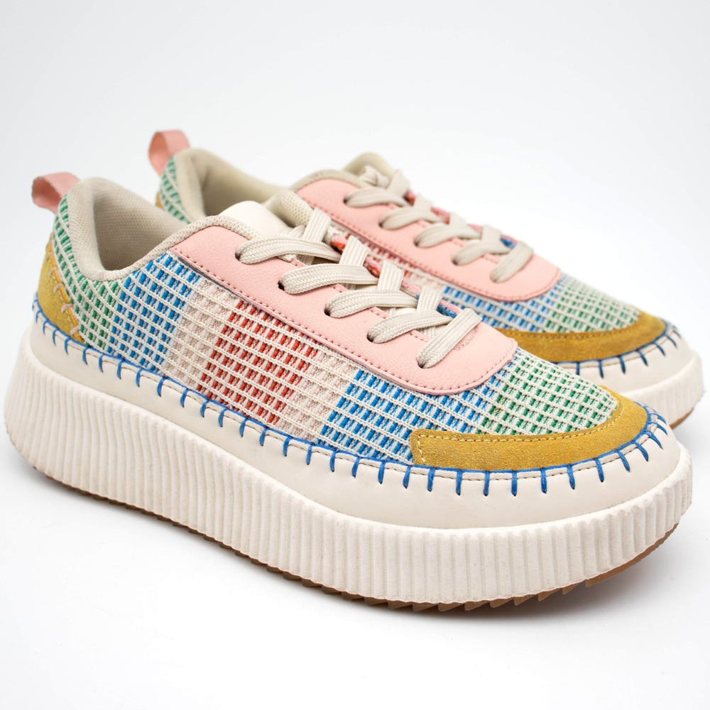 Nicole Miller New York Brita Womens‎ Size 8 Sneakers Ribbed Platform Multicolor